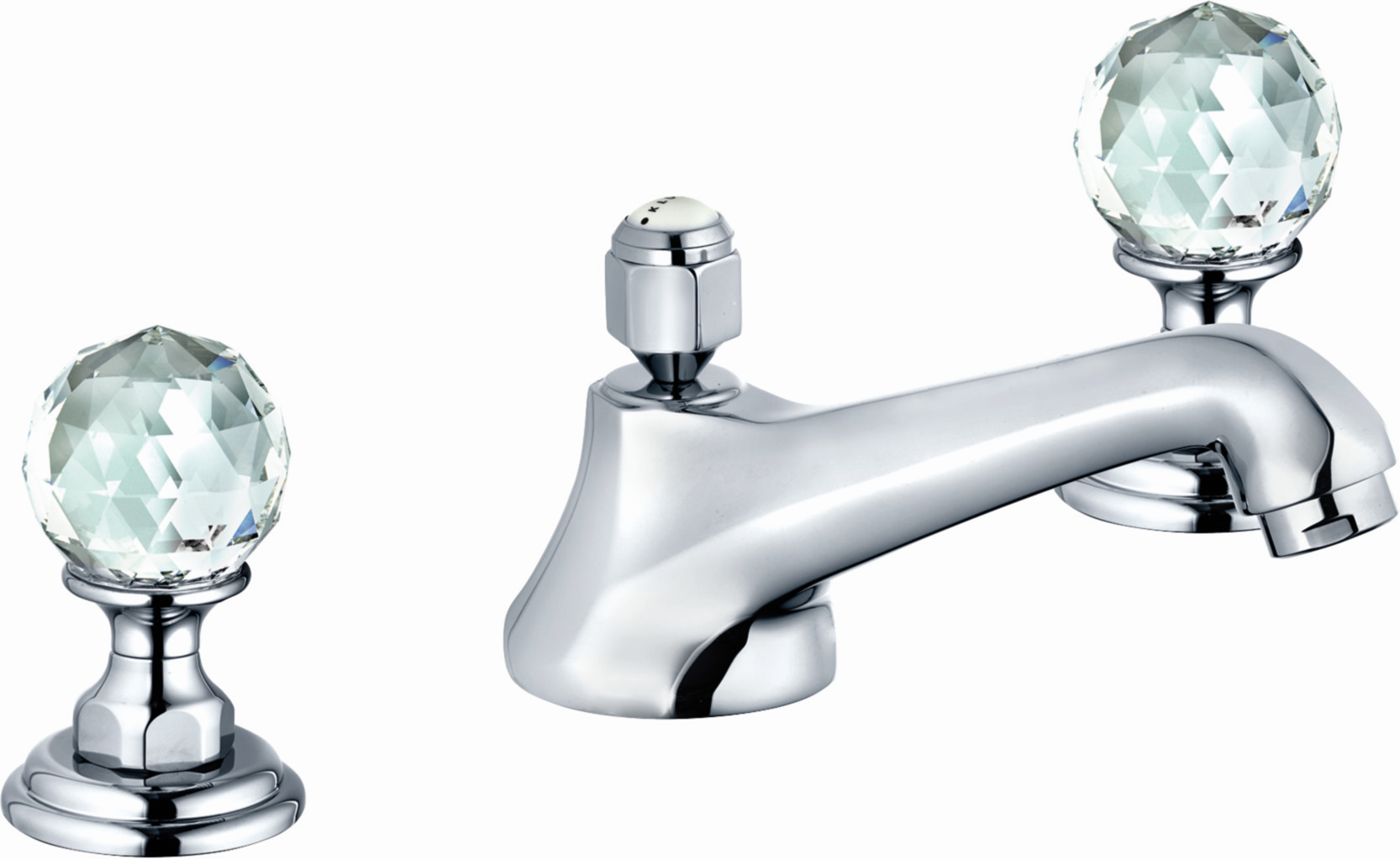 Kludi 1926 mélangeur de lavabo trois trous 5104605G5 avec garniture de vidage cristal, chromé