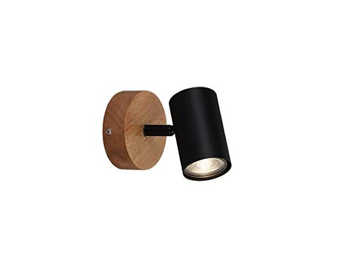 Briloner Leuchten - Luminaire à spots\, spot mural\, applique murale rétro\, vintage\, spot pivotant et orientable\, 1x GU10\, métal et bois\, noir\, 90x120mm (DxH)