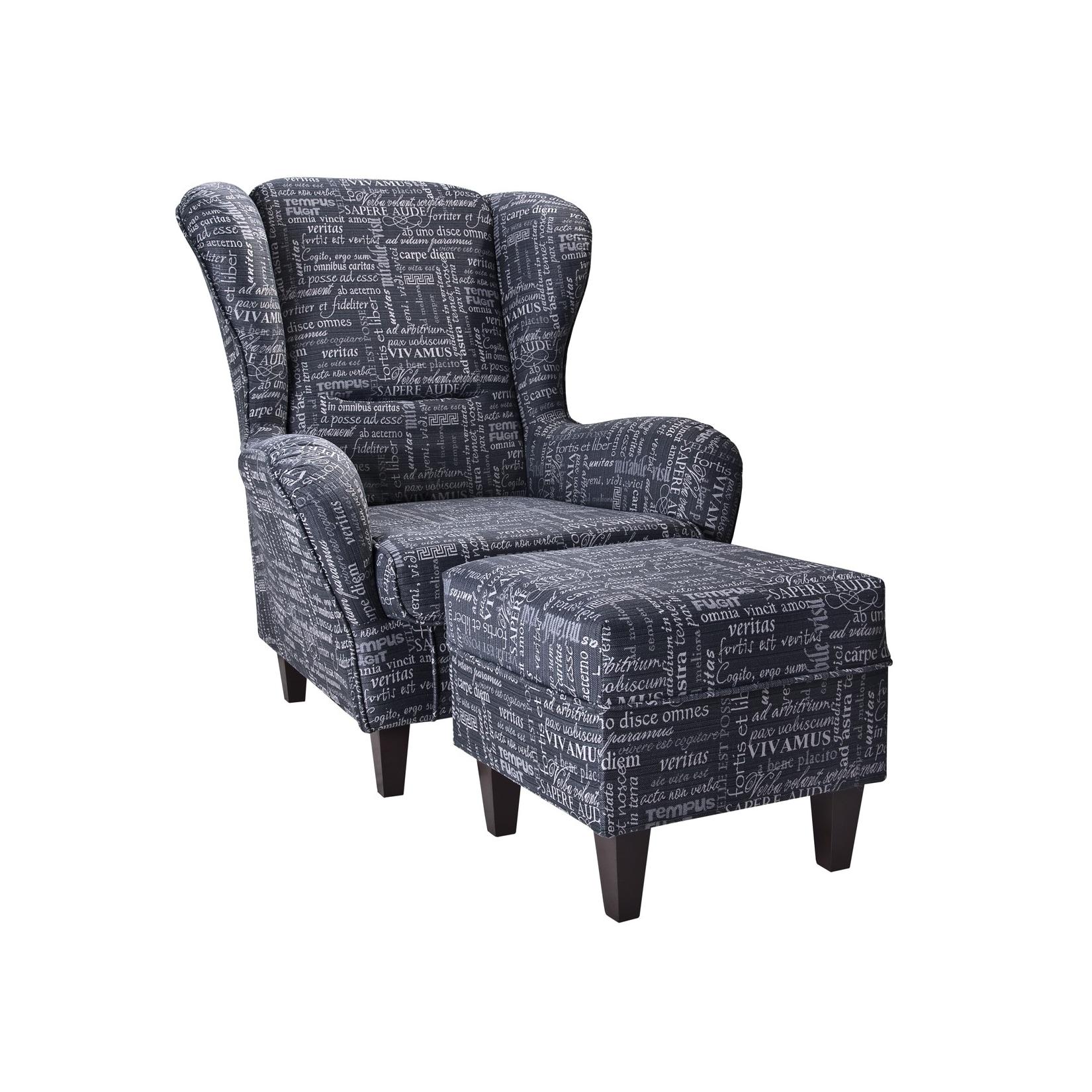 Supellex Sofia Ohrensessel mit Hocker Carpe Diem Anthrazit Design