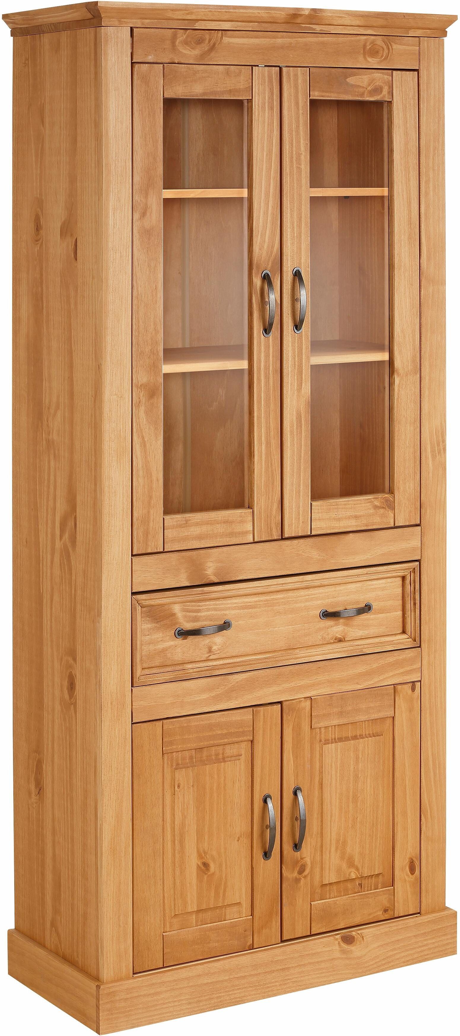 Vitrine GOODPRODUCT "Selma", beige (natur gebeizt, gewachst), Schränke, Vitrine, Höhe 180 cm (2-trg.) natur gebeizt, gewachst Einheitsgröße