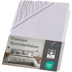 NYVI Spannbettlaken DreamScience Premium - Komfort Spannbetttuch, 190g/m2, Einlaufschutz, Bügelfrei, mit Gummizug 140x200 - 160x200 cm silber
