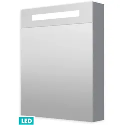 Spiegelschrank 60 cm mit LED-Beleuchtung, 1 Tür links, Steckdose+Schalter, IP44 GALZS60LED