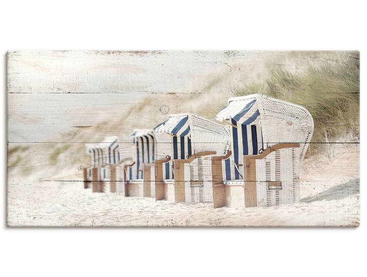 Leinwandbild GOODPRODUCT Strandkörbe in Holzoptik , beige (farbe bild(er): naturfarben), B:100cm H:50cm T:2cm, Canvas, Bilder, Leinwandbild
