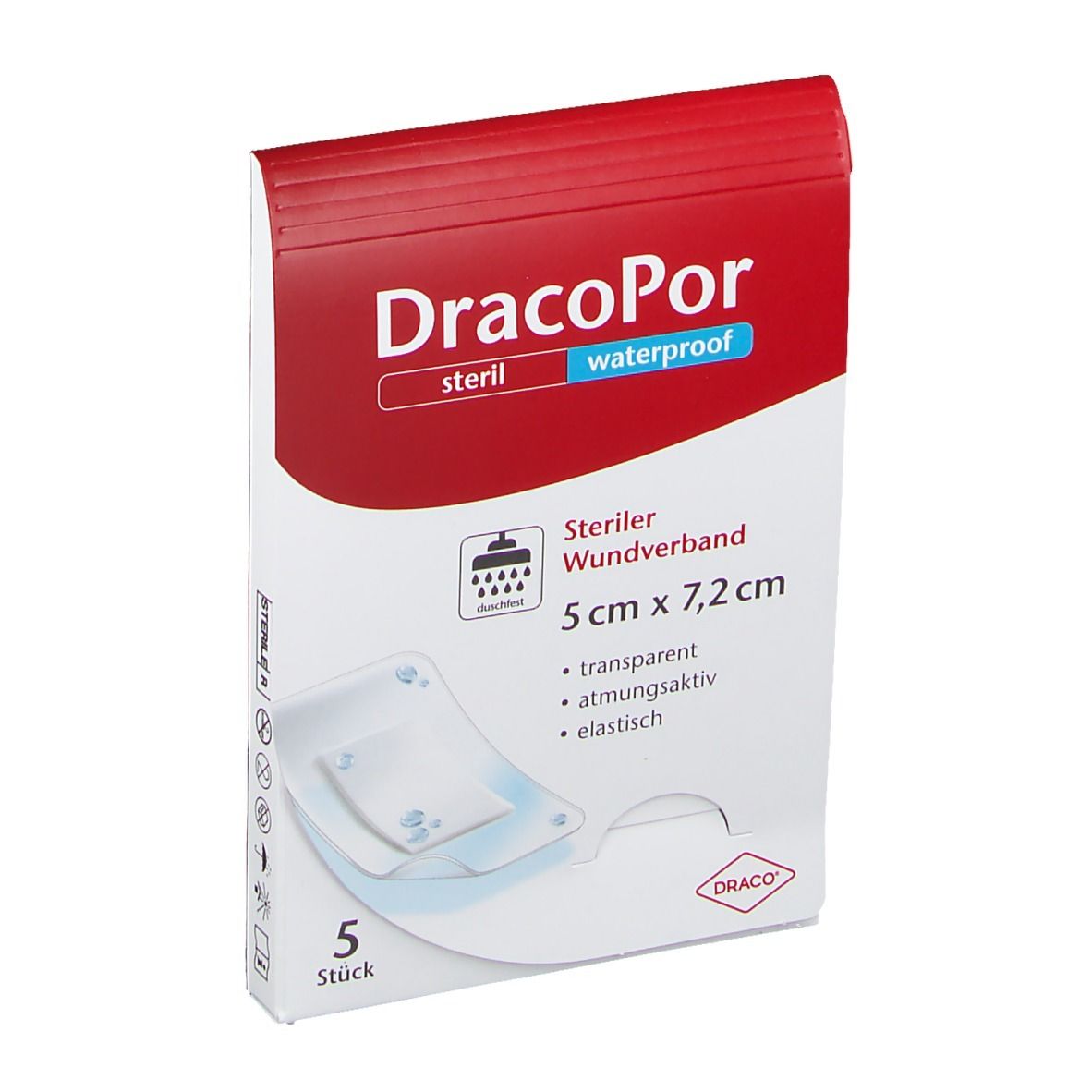 Dracopor waterproof Wundverband 5x7,2 cm steril 5 St Verband