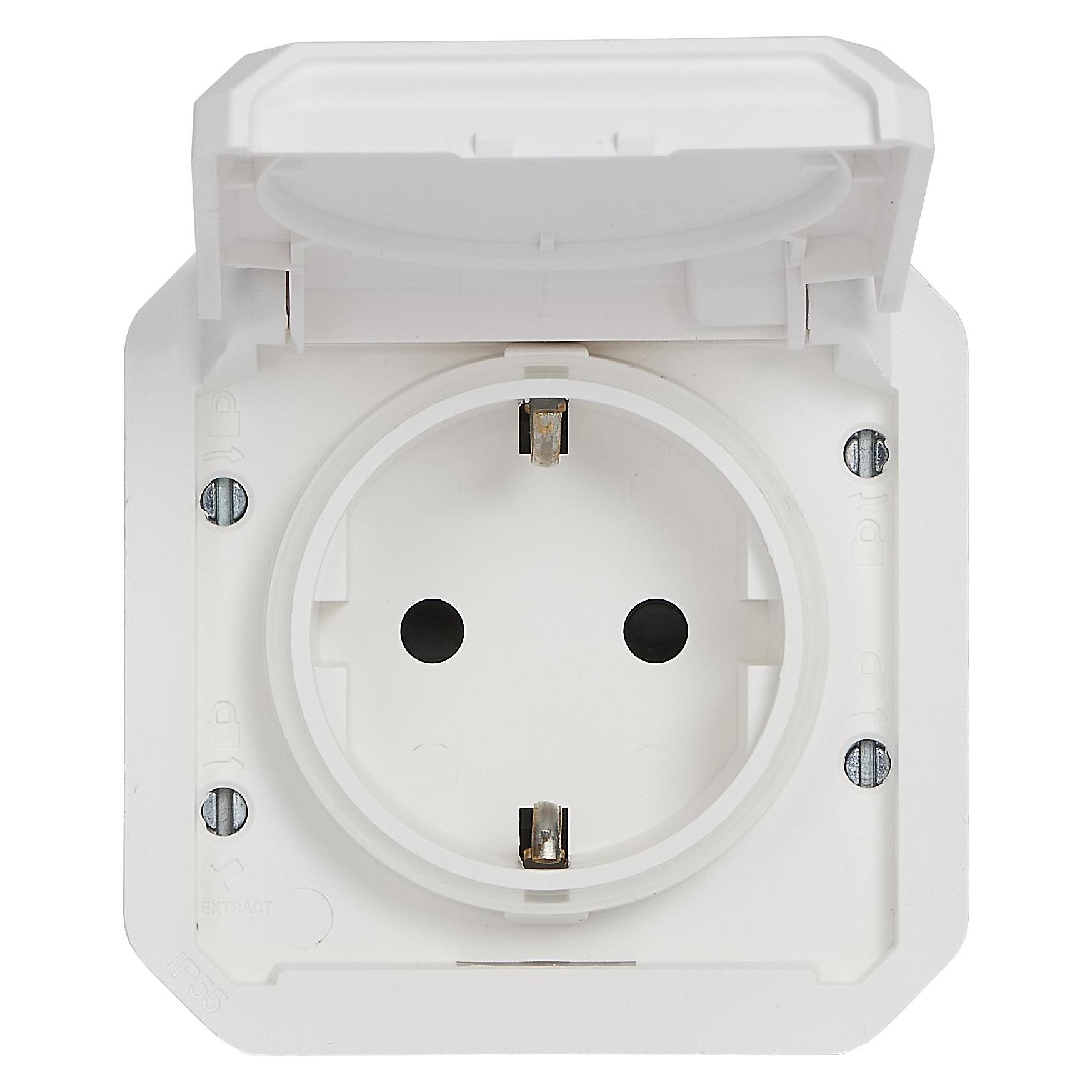 Legrand PLEXO New Einsatz Schutzkontakt-Steckdose, SL, EB, IP44, IK08, Ultraweiss, 069639L (069639L)