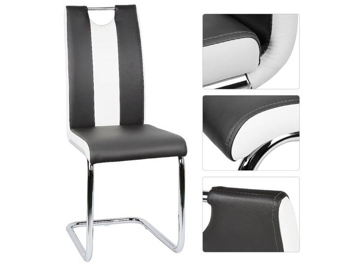 KEDIA chaise de salle à manger à nœud Armature en métal chromé Style Industriel pour Salon Noir principal blanc secondaire