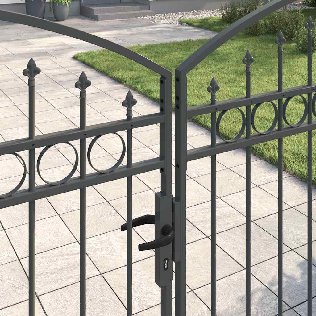 vidaXL Porte de Clôture ASSEN 401 x 200 cm Acier Gris Verrouillable