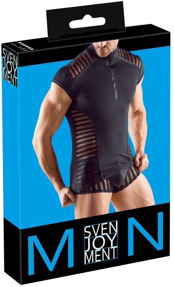 Svenjoyment Chemise rayée confortable avec zip court