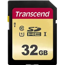 Transcend 500S (32 GB, SDHC, U1, UHS-I), Speicherkarte, Schwarz