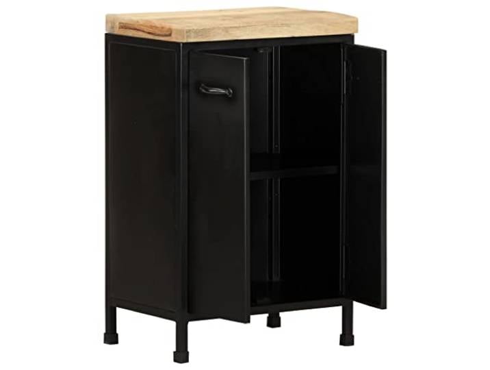 GKMBCVDFR Sideboard 47x35x76 cm Raues Mangoholz 2 Türen, Pulverbeschichteter Eisenrahmen, Stabil und Langlebig, Industrieller Stil