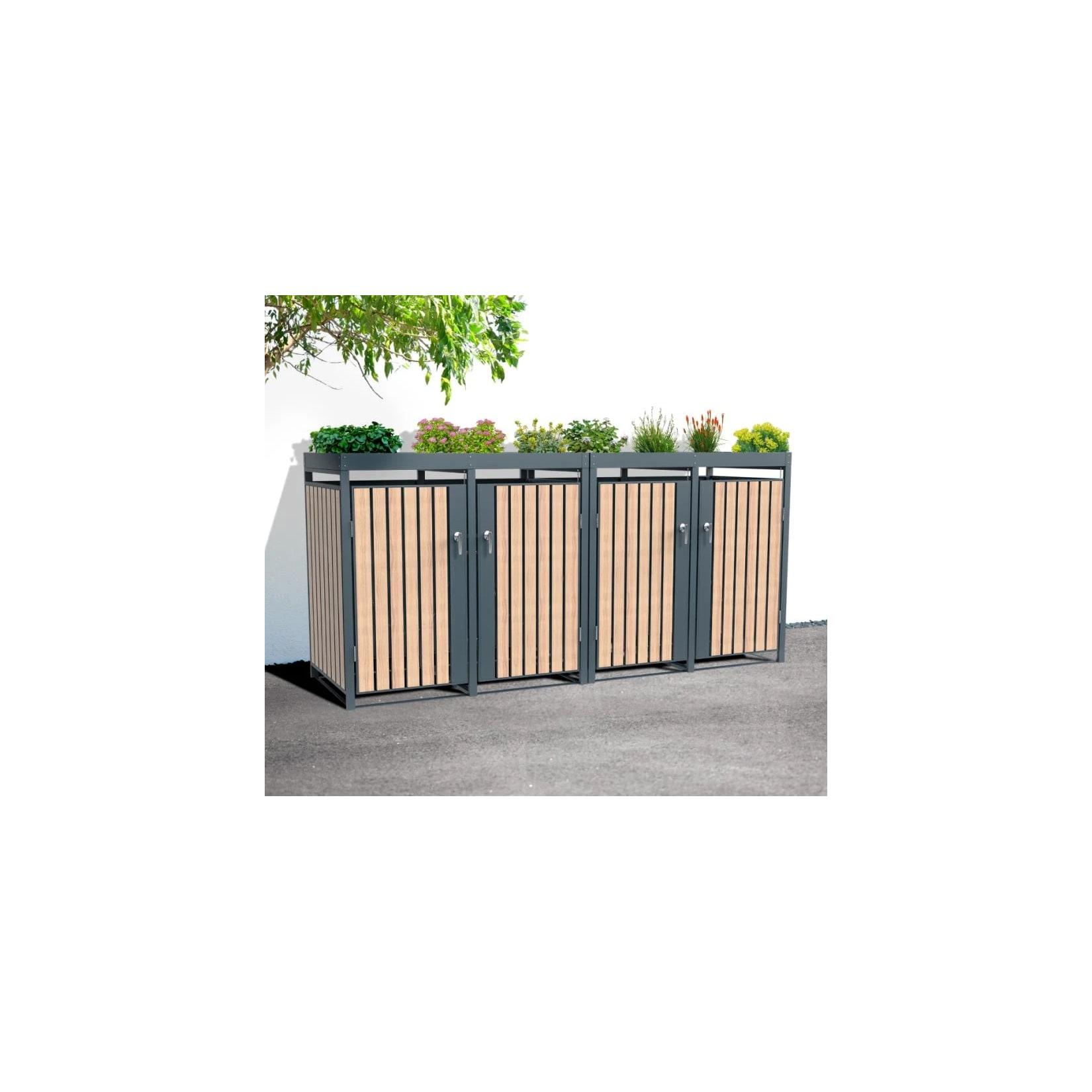 Westmann Mülltonnenbox Planta 4x 240 L Holzoptik 84x264x124,5cm