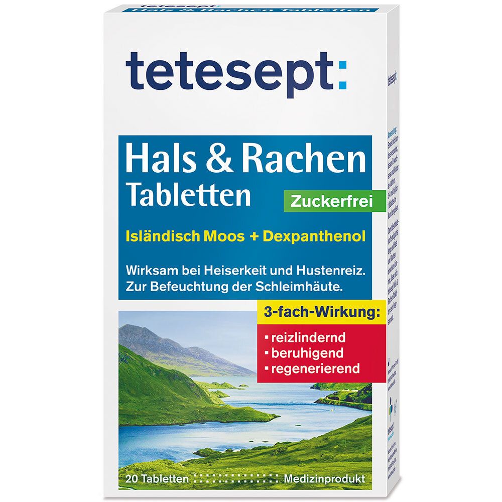 Tetesept Hals & Rachen Tabletten zuckerfrei 20 St Lutschtabletten