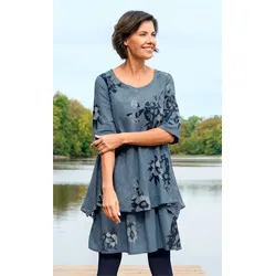 Baumwoll-Kleid in Druck blau in Größe 38 von DW-Shop, Blau, 38