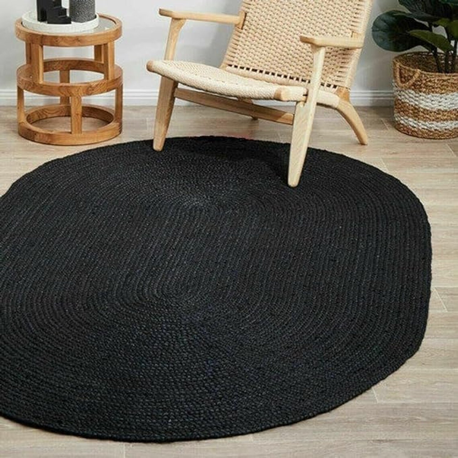 Handgeweven Jute Vloerkleed Boho Stijl - Zwart