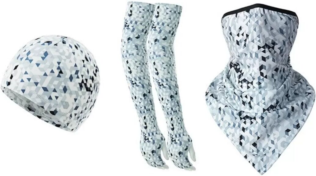 INF Outdoor-Armstulpen-Set mit Dreieckstuch und kleiner Mütze - Polyester, Sonnenschutz und feuchtigkeitsableitend, vielseitig Mehrfarbig