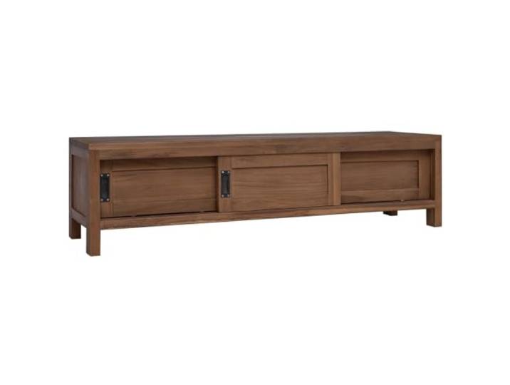 LMTYOENFG TV-Schrank Massivholz Teak 110x30x30 cm Lowboard Natur Rustikales Lowboard aus Teakholz mit Schiebetüren für Fernseher und Mediengeräte im Wohnzimmer oder Schlafzimmer.