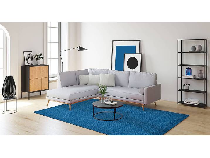 Wollteppich Holi Uni Blau/Blau 90 x 160cm Wolle