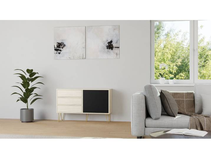 Sideboard / Hairpinleg / nach Maß / Materialmix Esche Weiß geölt