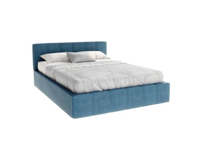 Lit coffre 160x200 cm en velours Azur avec sommier relevable et coffre de rangement - ATLANTA