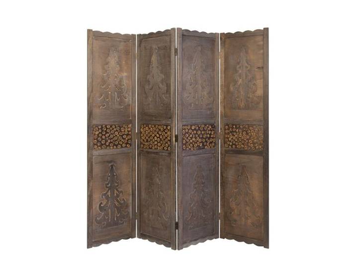 Paravent 4 pans bois marron