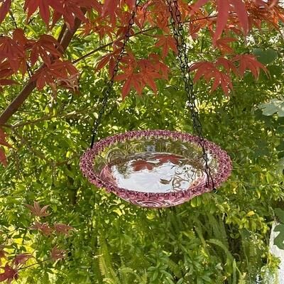 Uplifted Finds Hanging Bird Bath And Feeder Outdoor Bird Food Tray For Garden Decoration purple
