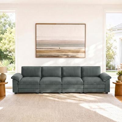Uixe Modern Corduroy 4-Piece Modular Sectional Sofa