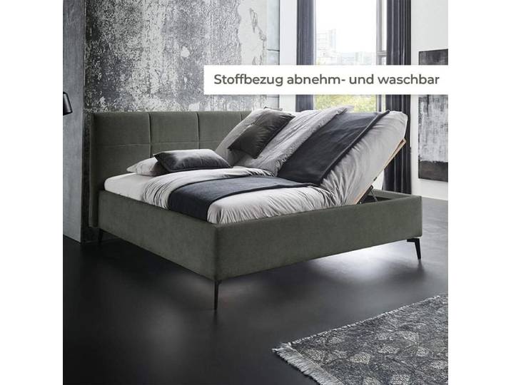 HOMELIV. Polsterbett SwitchIT Jackson Webstoff mit Bettkasten und Lattenrost 180x200cm Grün Mit abnehmbarem Bezug