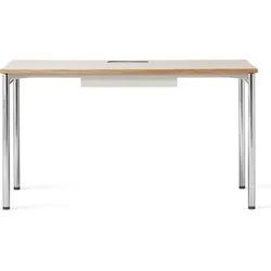 Co Management Tisch 140 x 70 cm helle Eiche auf verchromten Beinen