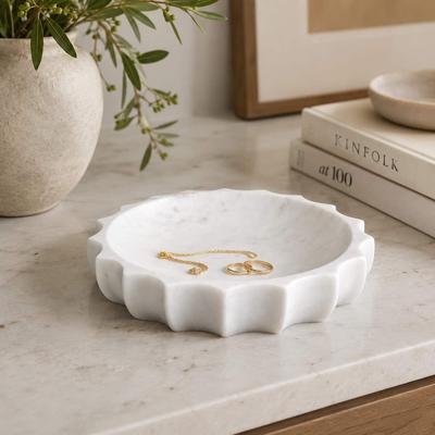 Gild Aphrodite's Crown - White Marble Decorative Bowl - Centerpiece Accent