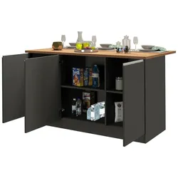 Dmora Tartaro - Kücheninsel, 155x90x90h cm Anthrazit, Modular, Made in Italy