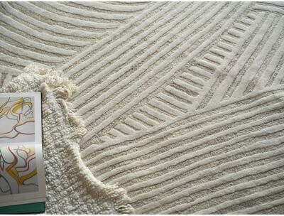 Exquisite Rugs Entro Handmade New Zealand Wool Beige/Ivory Area Rug.