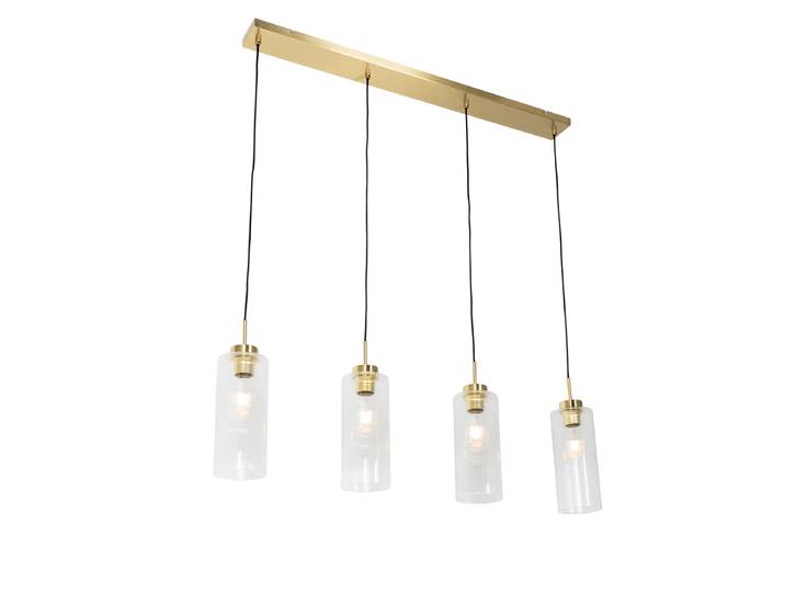Suspension Art Déco dorée avec verre 4 lumières - Laura