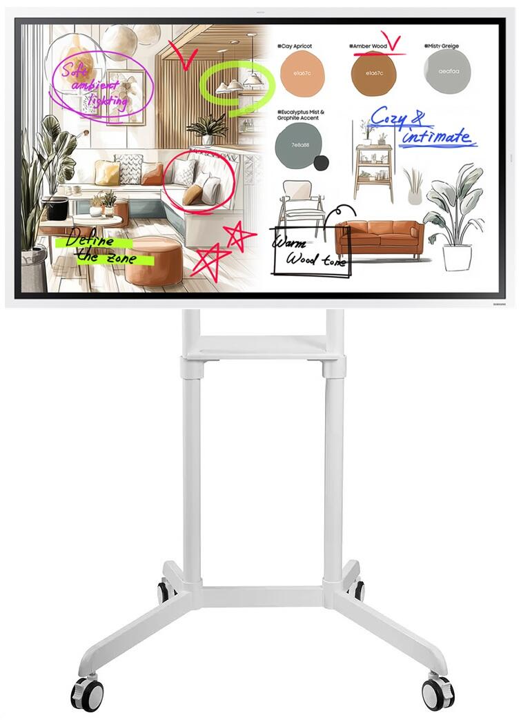 Samsung Flip WM65FX Flipchart 164 cm 65 Zoll inkl. Neomounts NS-M1250 Rollwagen rotierbar LH65WMFWBGCXEN+NS-M1250WHITE