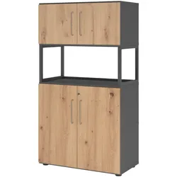 bümö flexi Aktenschrank abschließbar mit Regal in Graphit/Asteiche