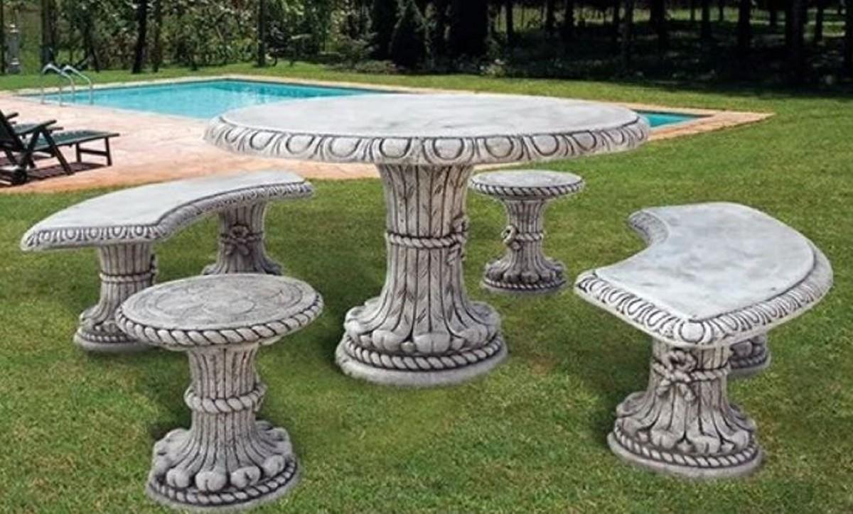 Casa Padrino Barock Garten & Terrassen Möbel Set Grau