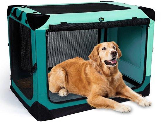 QuickShopping - Faltbare Hundebank mit 4 Türen, 106,5 x 78,5 x 78,5 cm, tragbare Haustierkiste aus starkem, aber leichtem Stahl für Hunde und K