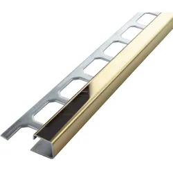 Quadratprofil / Ecken Chrom-Optik, schwarz, gold - Gold glänzend, Fliesenprofil 2,50 m Länge, 12,5 mm
