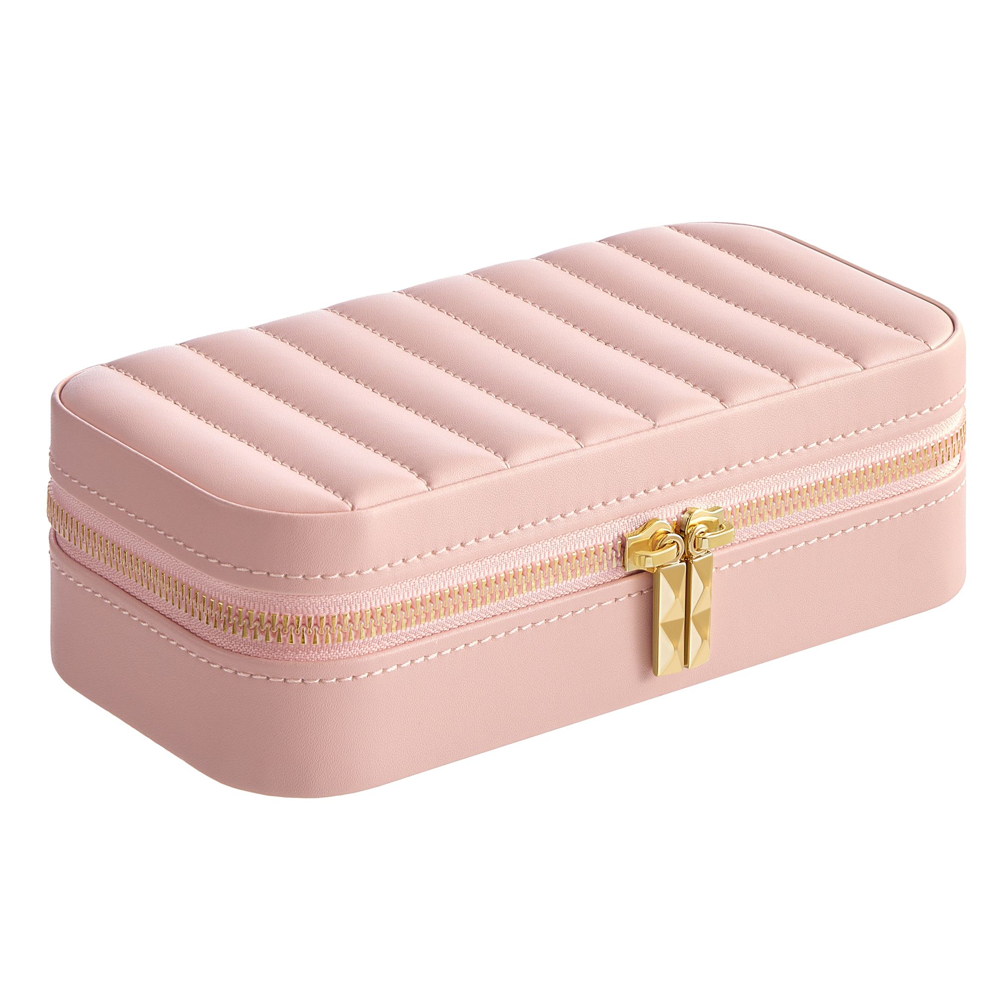 SONGMICS HOME Tragbare rosa Schmuckbox mit Spiegel und Trennwänden JBC180S01