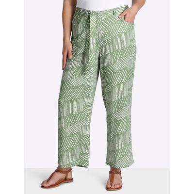 Culotte SHEEGO, Damen, Gr. 50, Normalgrößen, eucalyptus, ecru, bedruckt, 100% Viskose, bedruckt, gemustert, Hosen Culotte
