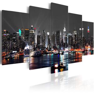 Artgeist Wandbild New York bei Nacht, Leinwand, mehrteilig, 200 x 100 cm