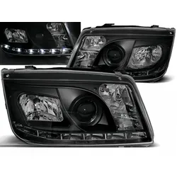 LED Tagfahrlicht Design Scheinwerfer passend für VW Bora 98-05 schwarz