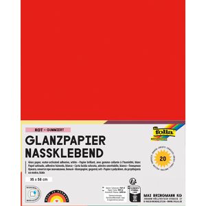 Folia Buntpapier 70020, glänzend, 35 x 50 cm, rot, 80 g/m², gummiert, selbstklebend, 20 Blatt