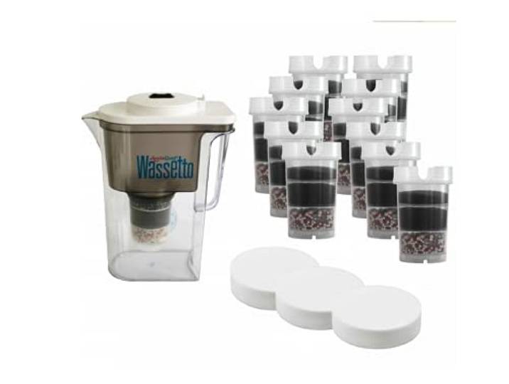 Wasserfilter AcalaQuell® Großes Einsteigerpaket für 2 Jahre - Wassetto weiß – Aktivkohle Wasserfilter Höchste Filterleistung - mehrschichtig BPA u. BPB frei ReNaWa® - Technology