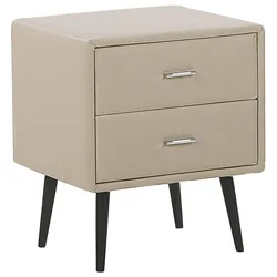 NACHTTISCH beige Kunstleder 2 Schubladen Essonne