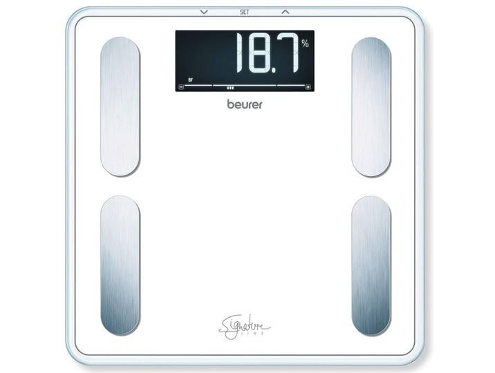 Beurer Körperanalysewaage, Weiss, Glas, 36.3x35.5x4.1 cm, 4 Sensoren, LCD-Display, automatisches Ein-/Ausschalten, automatische Benutzererkennung, hohe Tragkraft, Freizeit & Co, Wellness & Gesundheit, Gesundheit