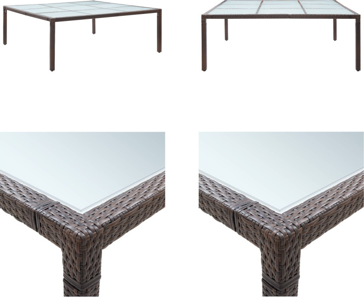 vidaXL Garten Esstisch Braun 200×200×74 cm Poly Rattan - Gartentisch - Gartentische - Outdoor-Tisch - Outdoor-Tische