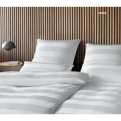 Elegante Bettwäsche En Bloc - 135x200 cm + 40x80 cm	weiss