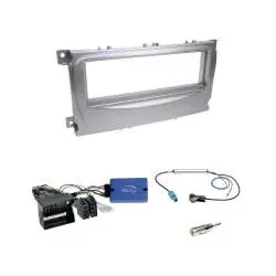Ford Mondeo / S-Max 2007 - 2014 mit CAN-Bus Einbauset 2-DIN Radioblende silbe...