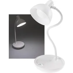 ChiliTec LED Tischleuchte mit Schwanenhals Batterie, dimmbar, warmweiß, Weiß