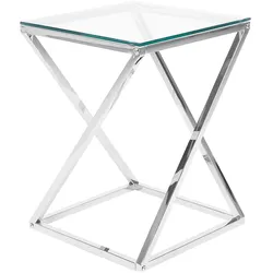 BEISTELLTISCH Glas Silber Beverly